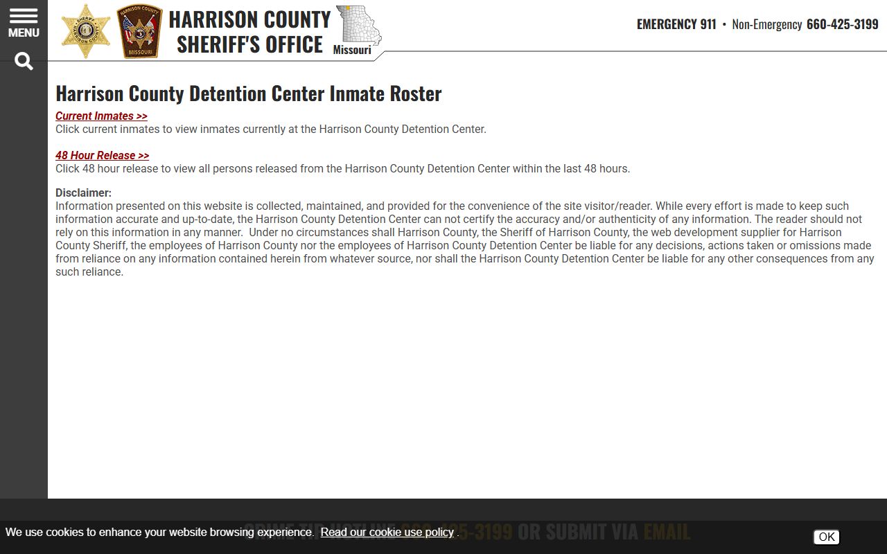 Harrison County Detention Center roster choice for inmate lookup